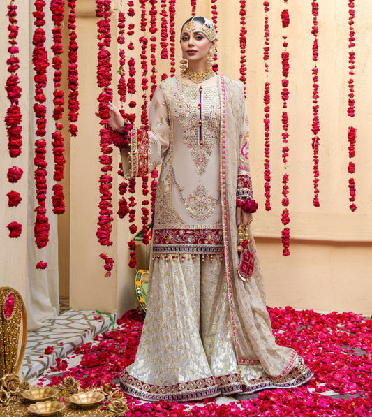 Karma Sharara 459 Bright Cream