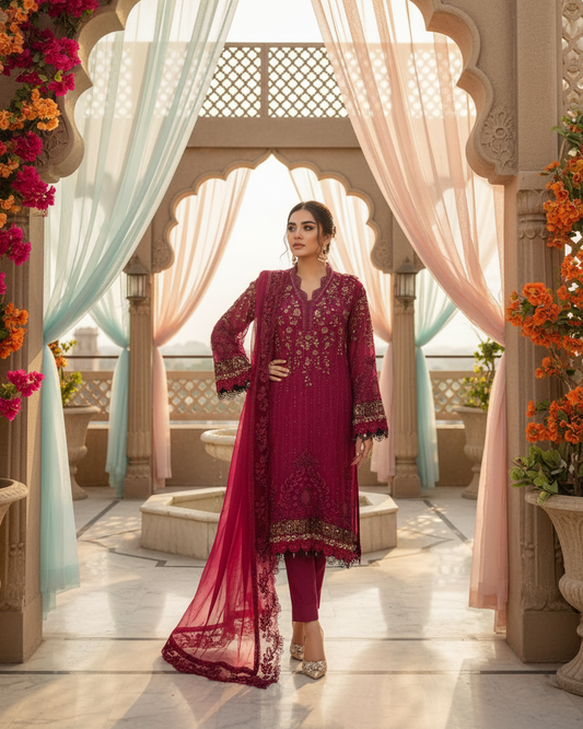 Crimson Charm Mehroon