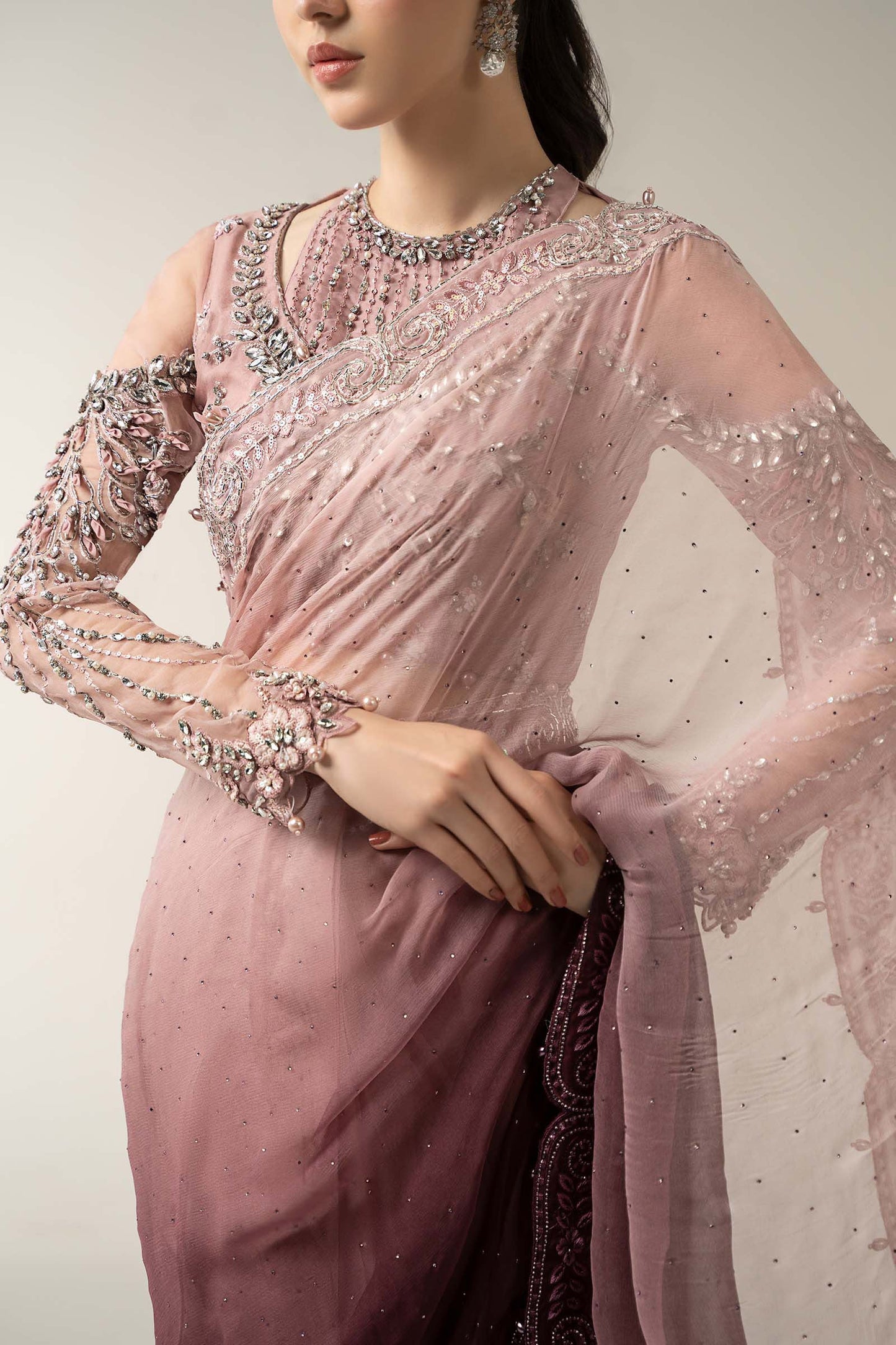 Twilight Ombre Chiffon Saree T Pink