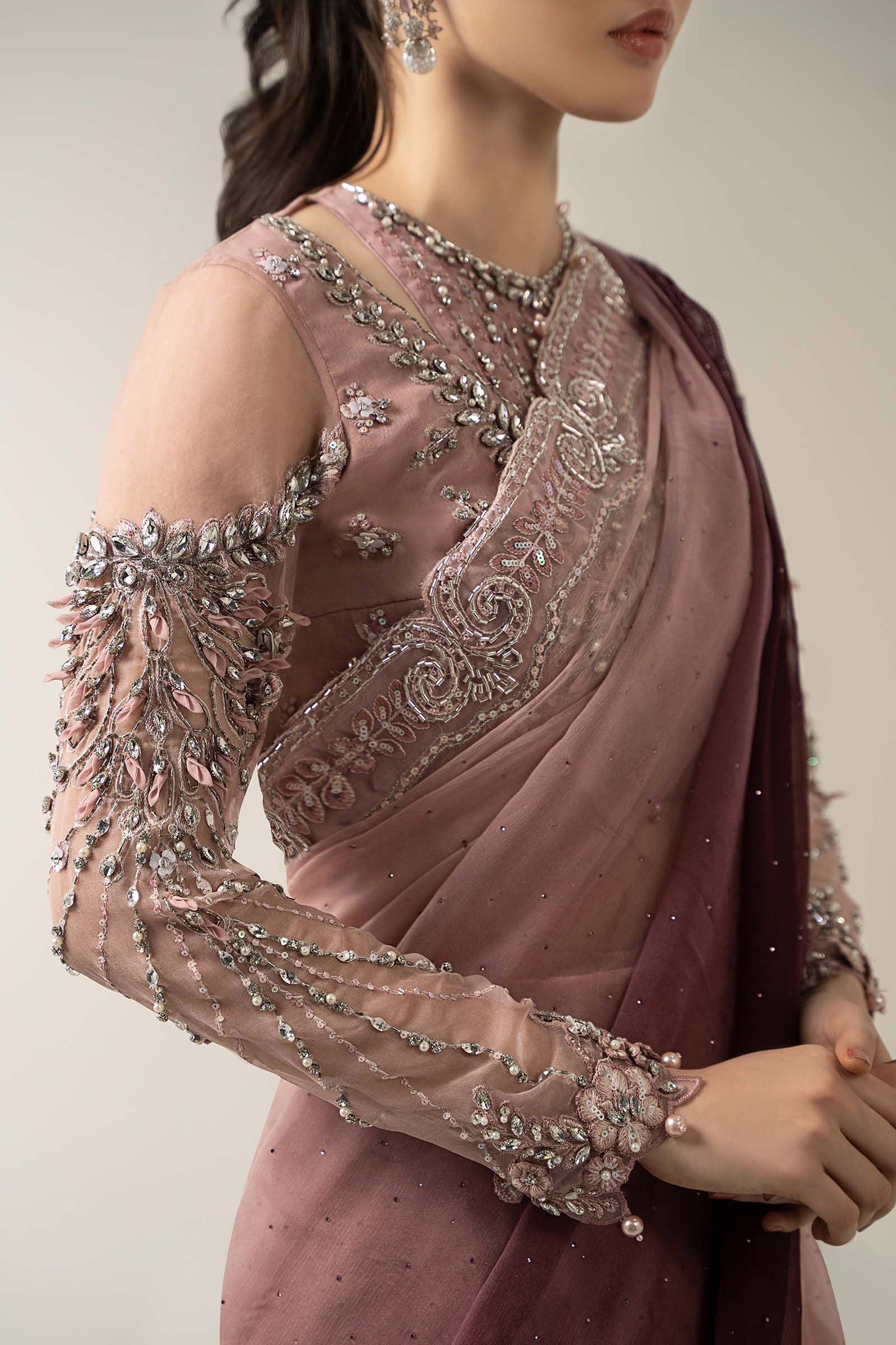 Twilight Ombre Chiffon Saree T Pink