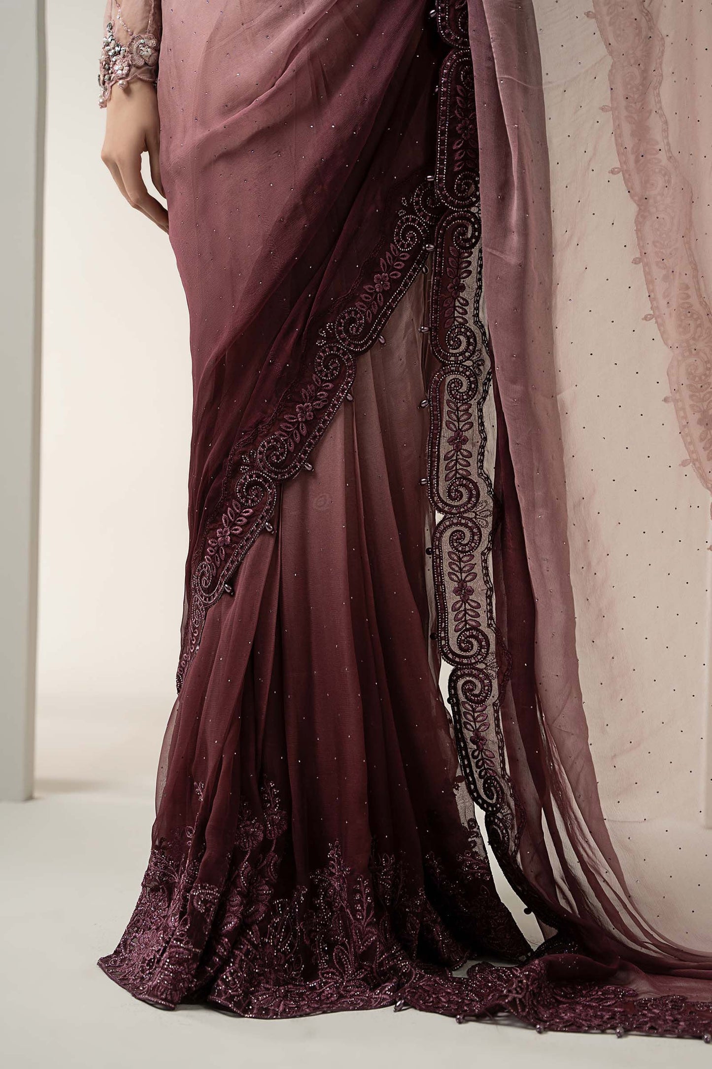 Twilight Ombre Chiffon Saree T Pink