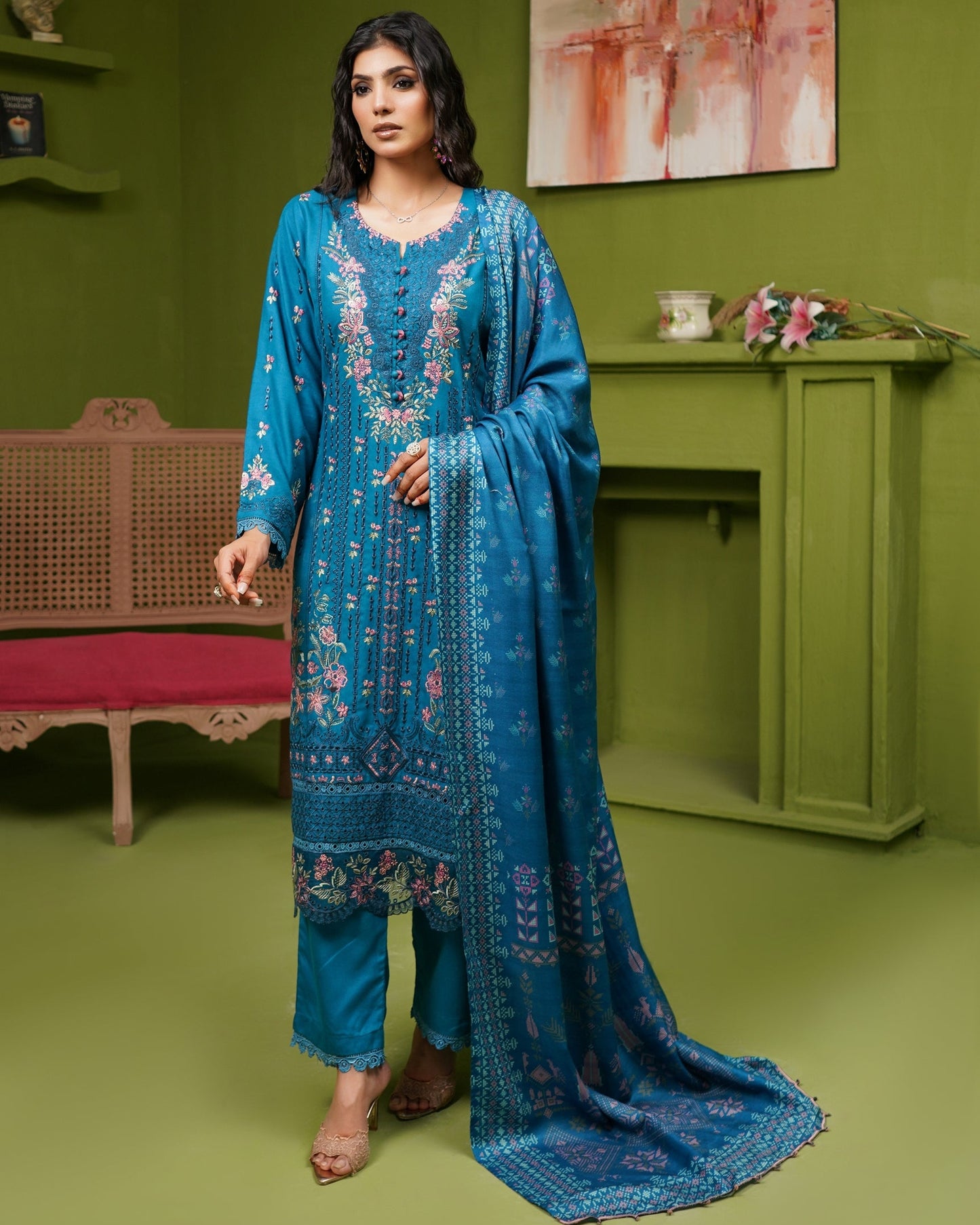 Munira 7 Chic Dhanak Zinc Blue