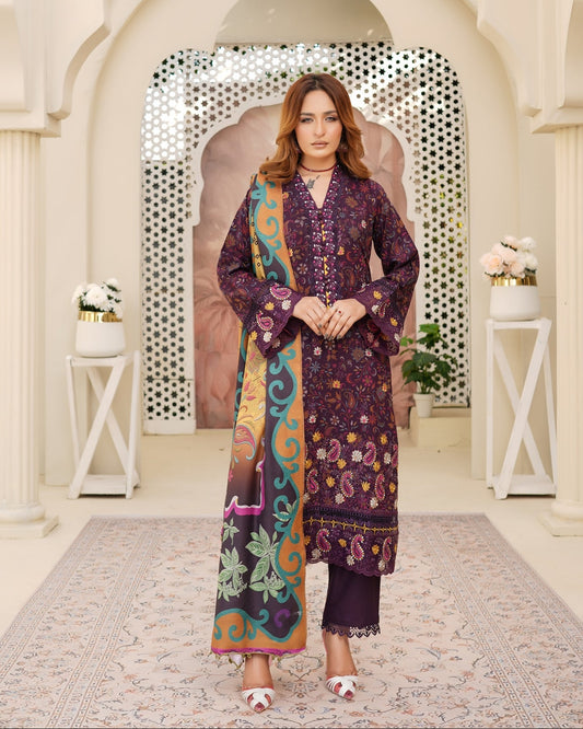 Munira Naqsh Dhanak MSL 01 Deep Plum