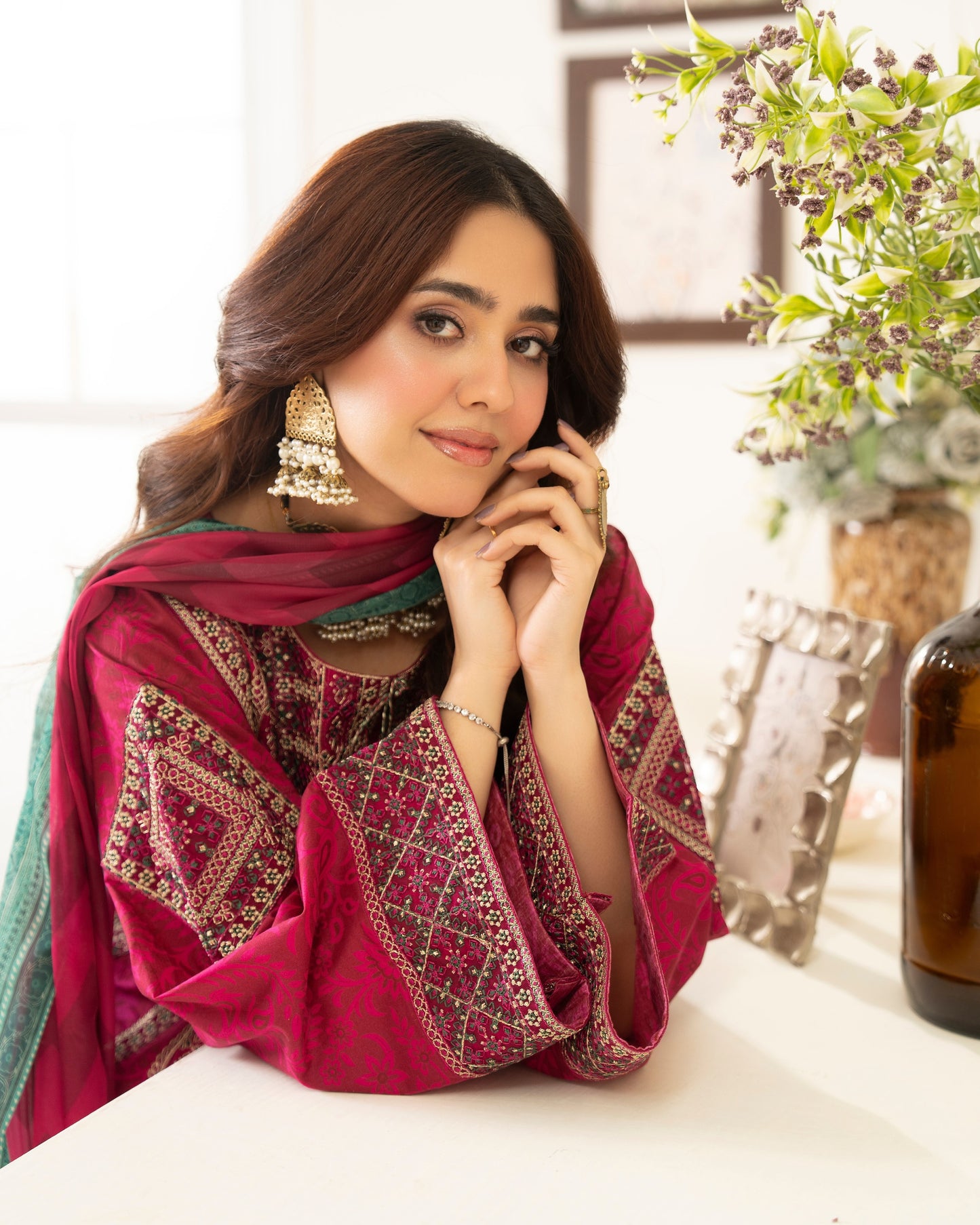 Karma Flora 1595 Cerise Pink