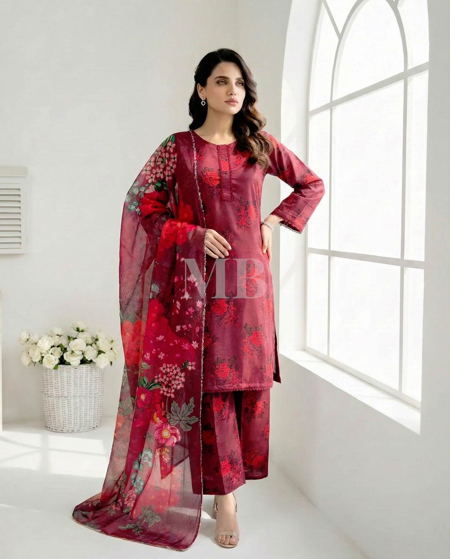 HM Karandi - All Over 398 Wine Red