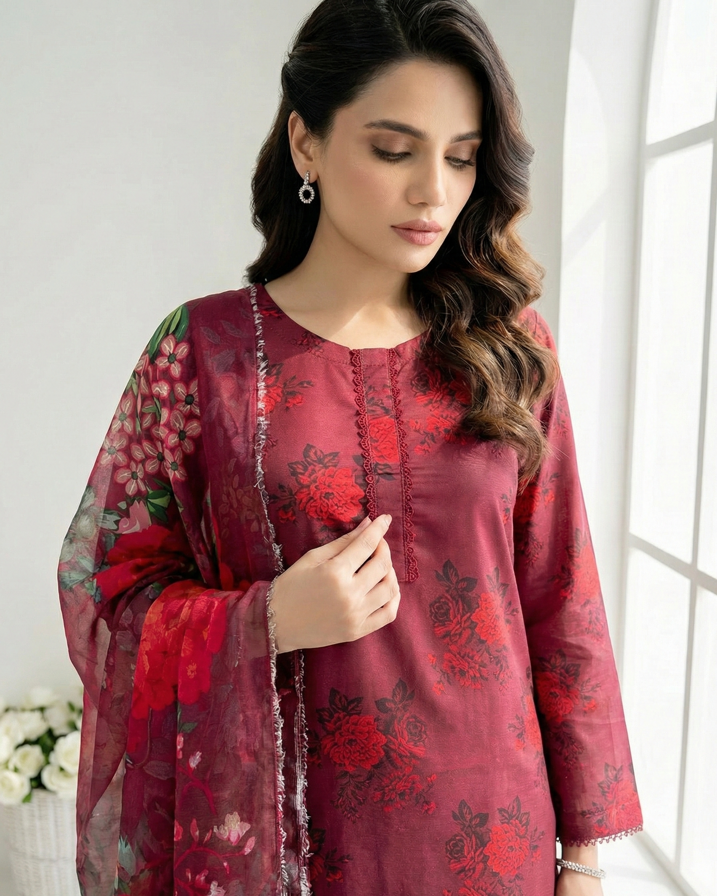 HM Karandi - All Over 398 Wine Red