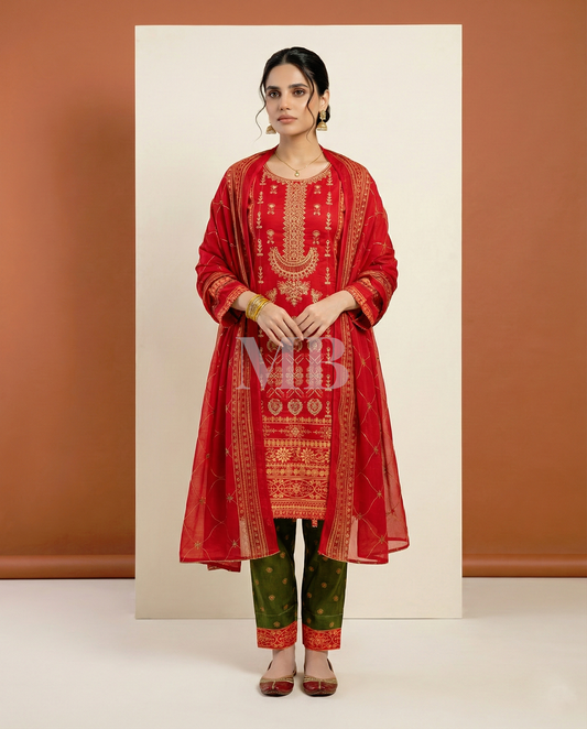 HM Lawn - Chiffon Dupatta 200 Red