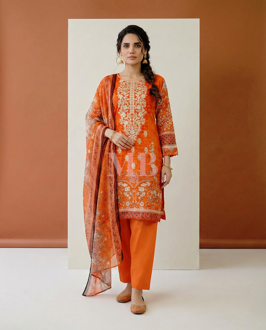 HM Lawn - Chiffon Dupatta 201 Orange
