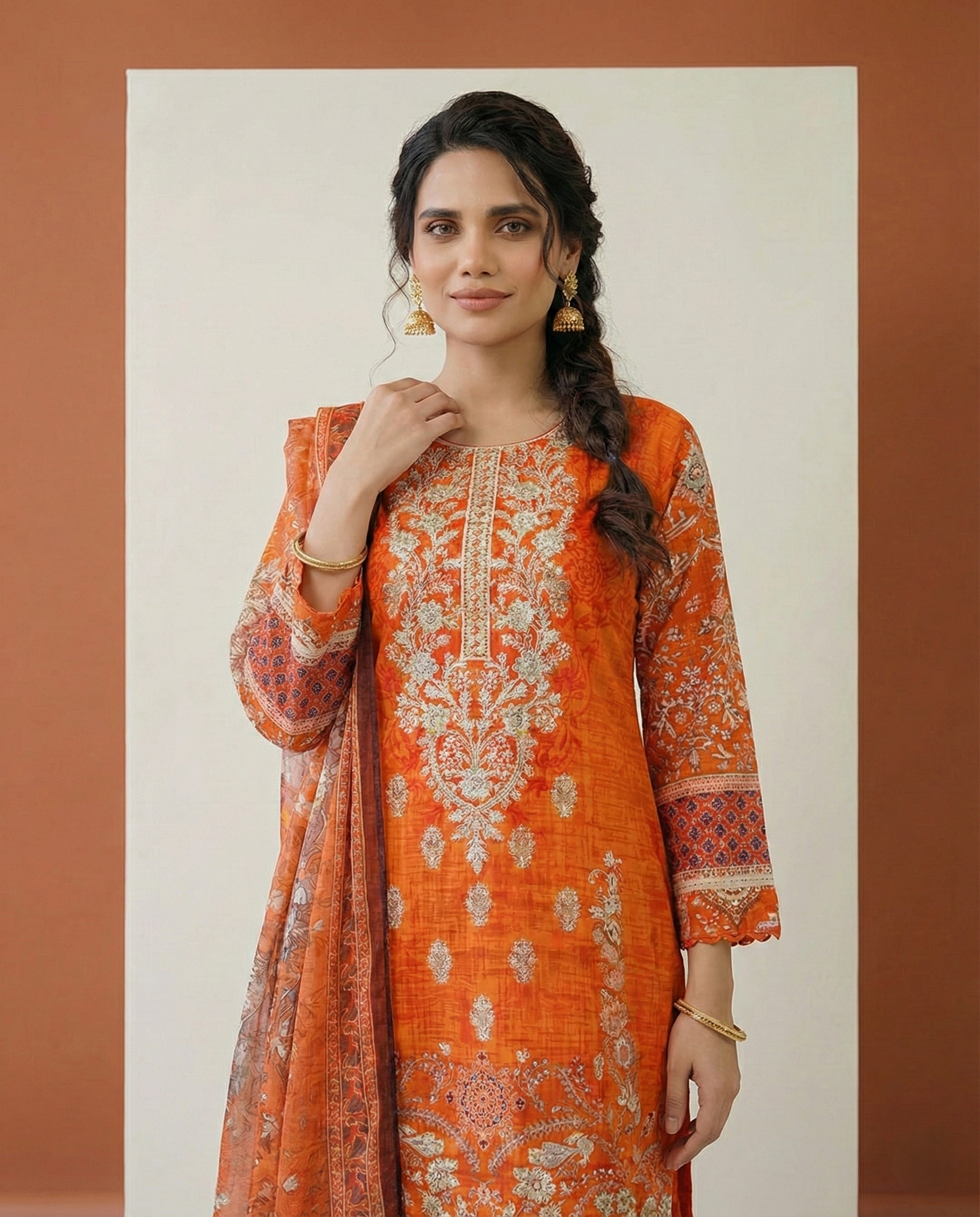 HM Lawn - Chiffon Dupatta 201 Orange