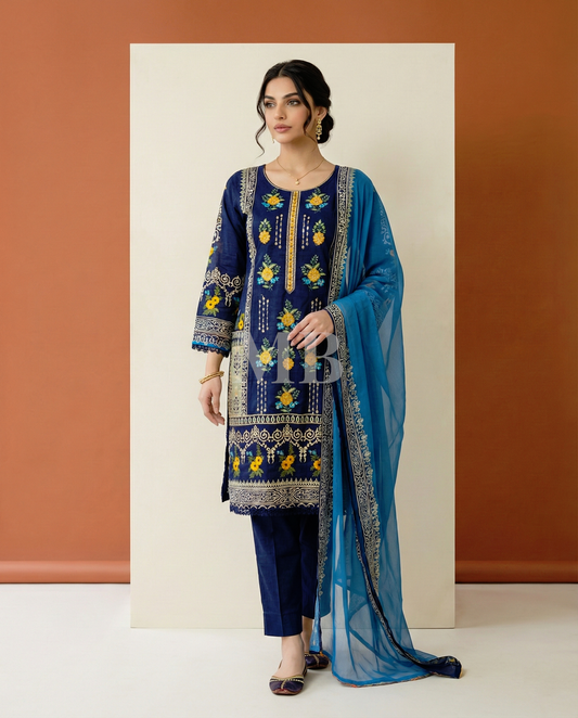 HM Lawn - Chiffon Dupatta 207 Navy Blue