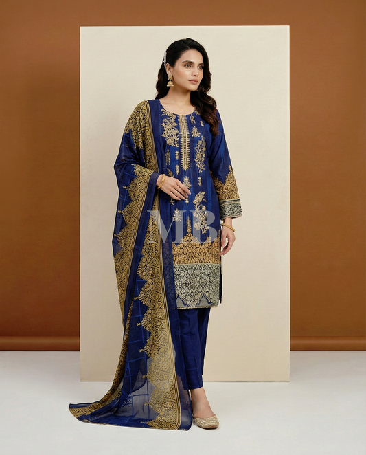 HM Lawn - Chiffon Dupatta 214 Navy Blue