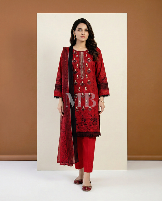 HM Lawn - Chiffon Dupatta 216 Mehroon