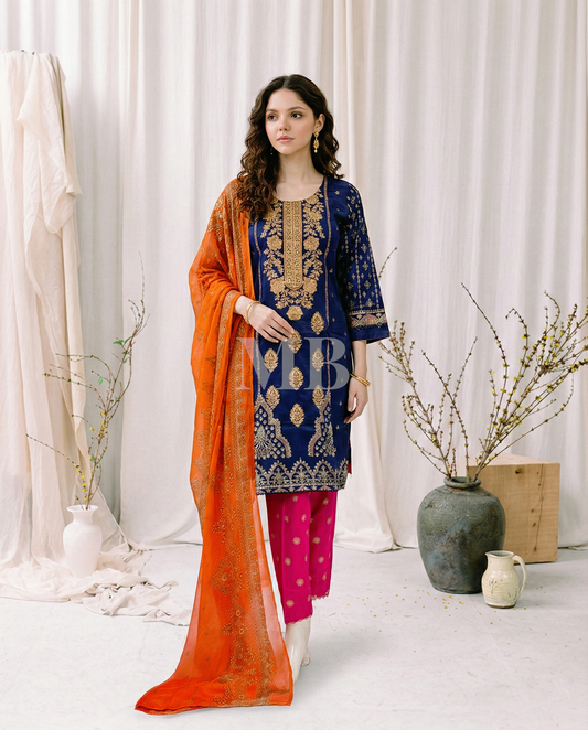 HM Lawn - Chiffon Dupatta 273 Blue