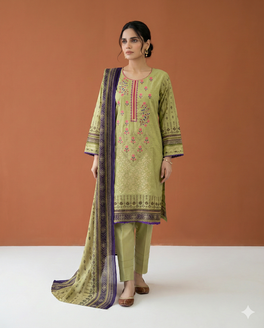 HM Lawn - Chiffon Dupatta 301 Green