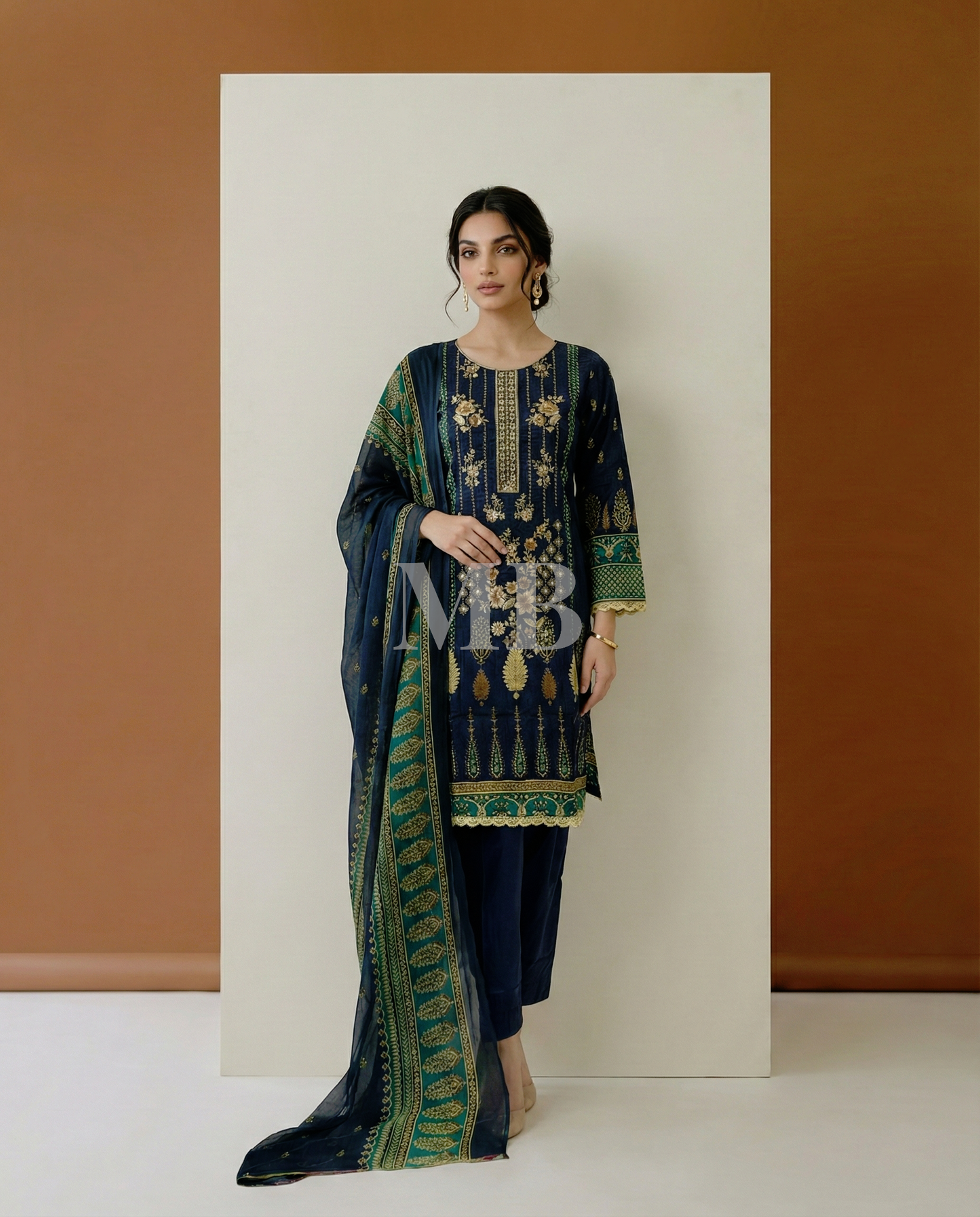 HM Lawn - Chiffon Dupatta 305 Dark Grey