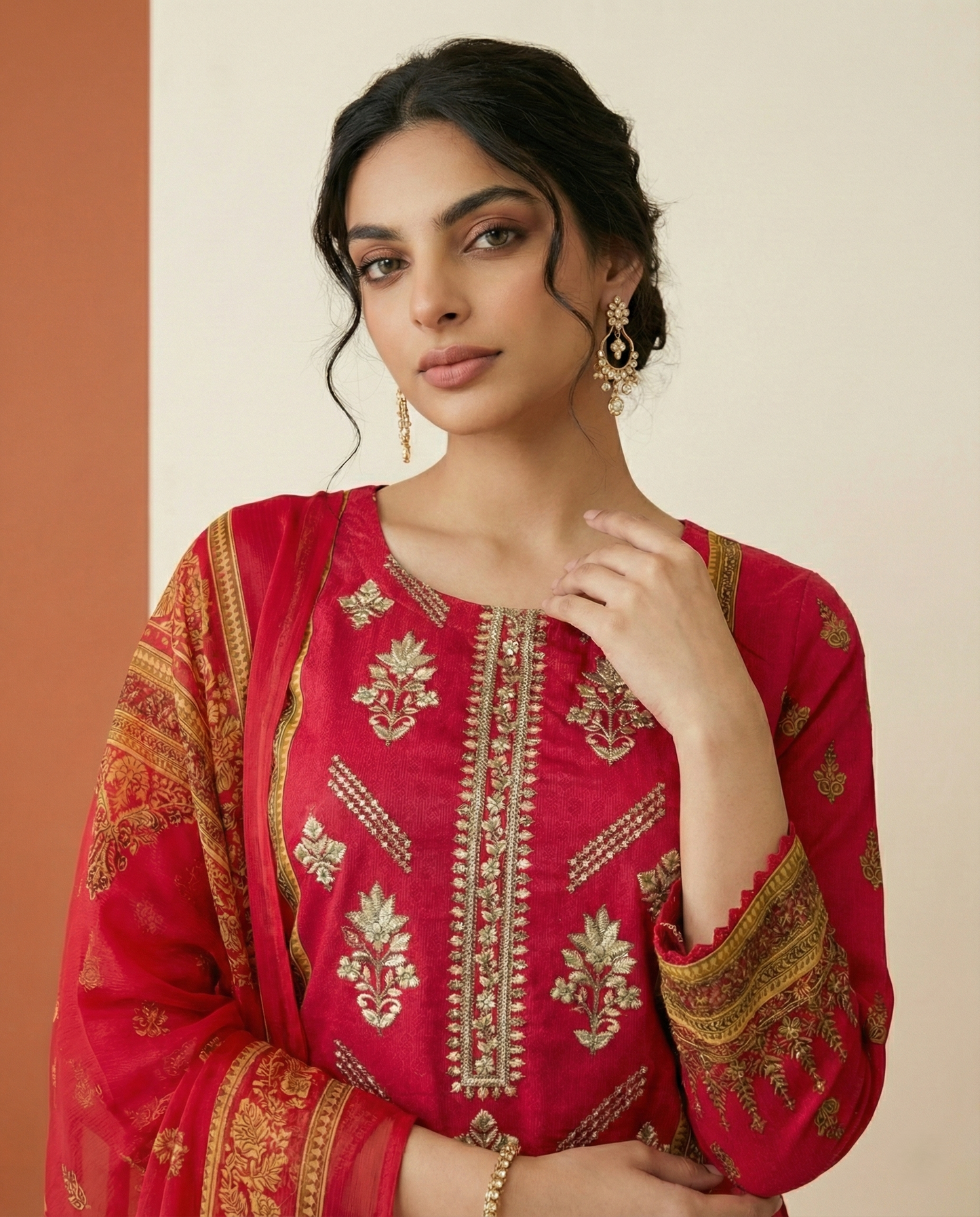 HM Lawn - Chiffon Dupatta 307 Red
