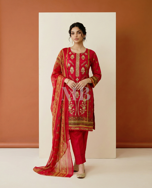 HM Lawn - Chiffon Dupatta 307 Red