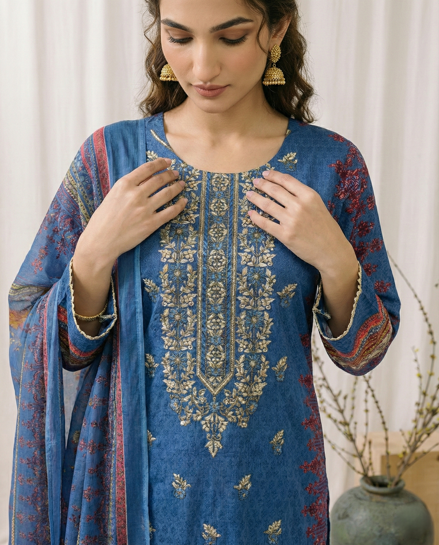 HM Lawn - Chiffon Dupatta 308 Blue