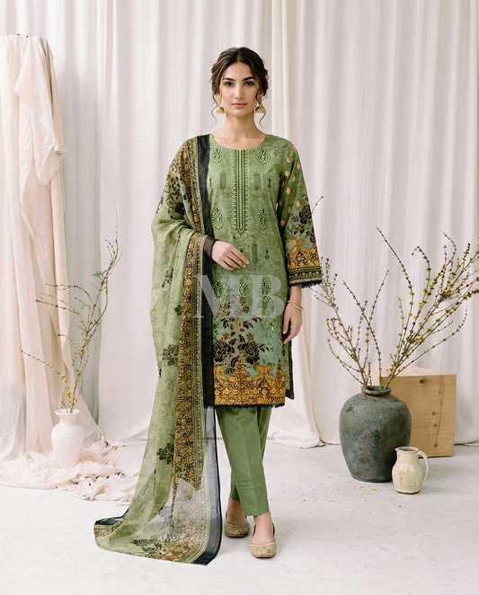 HM Lawn - Chiffon Dupatta 311 Green