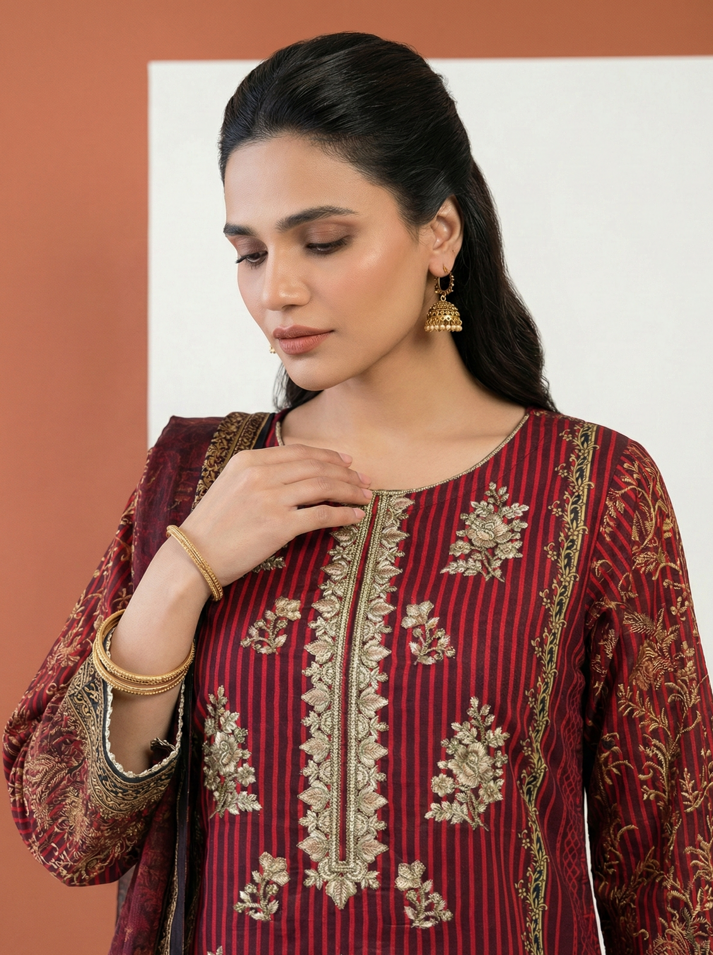 HM Lawn - Chiffon Dupatta 312 Mehroon
