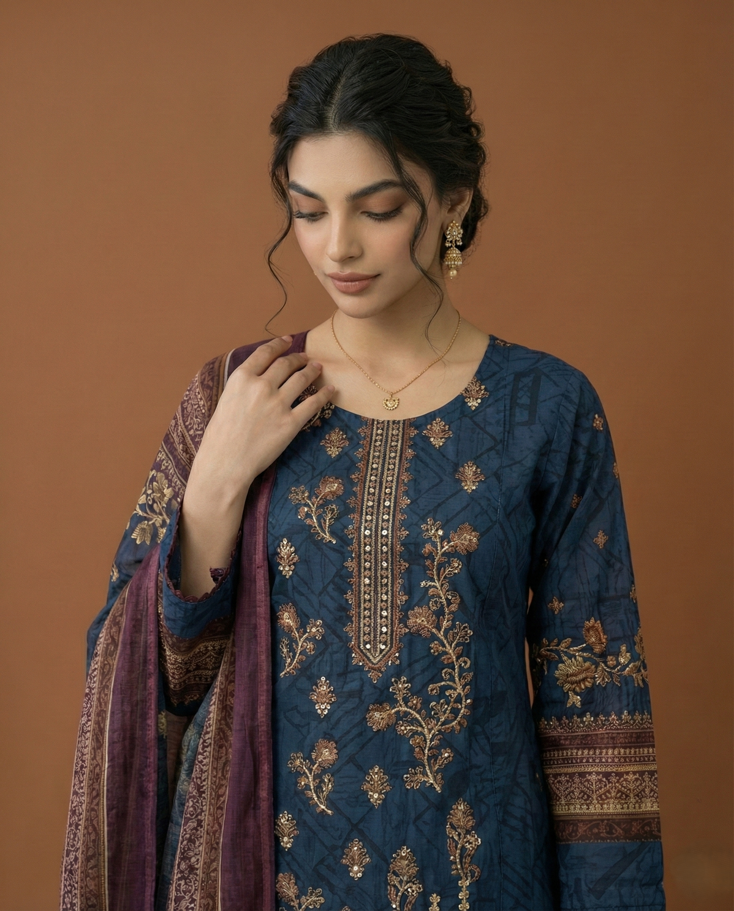 HM Lawn - Chiffon Dupatta 317 Dark Grey