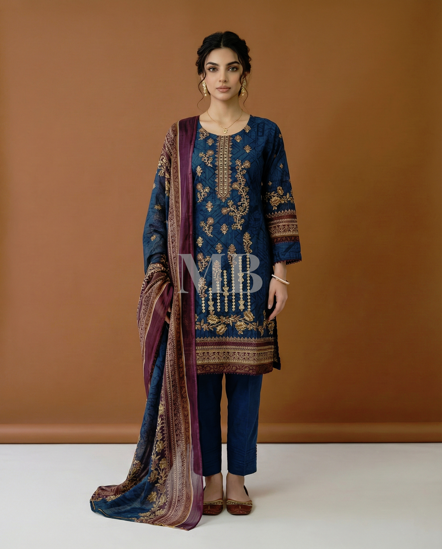 HM Lawn - Chiffon Dupatta 317 Dark Grey