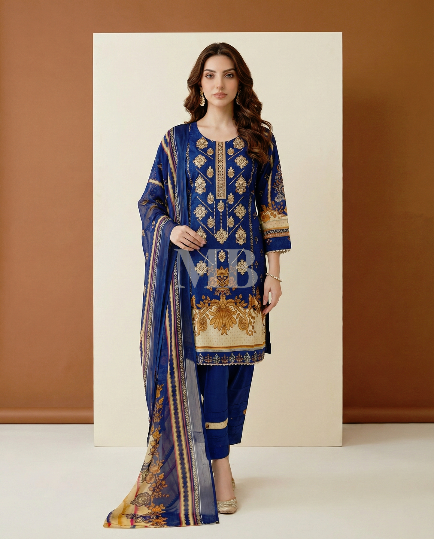HM Lawn - Chiffon Dupatta 318 Navy Blue