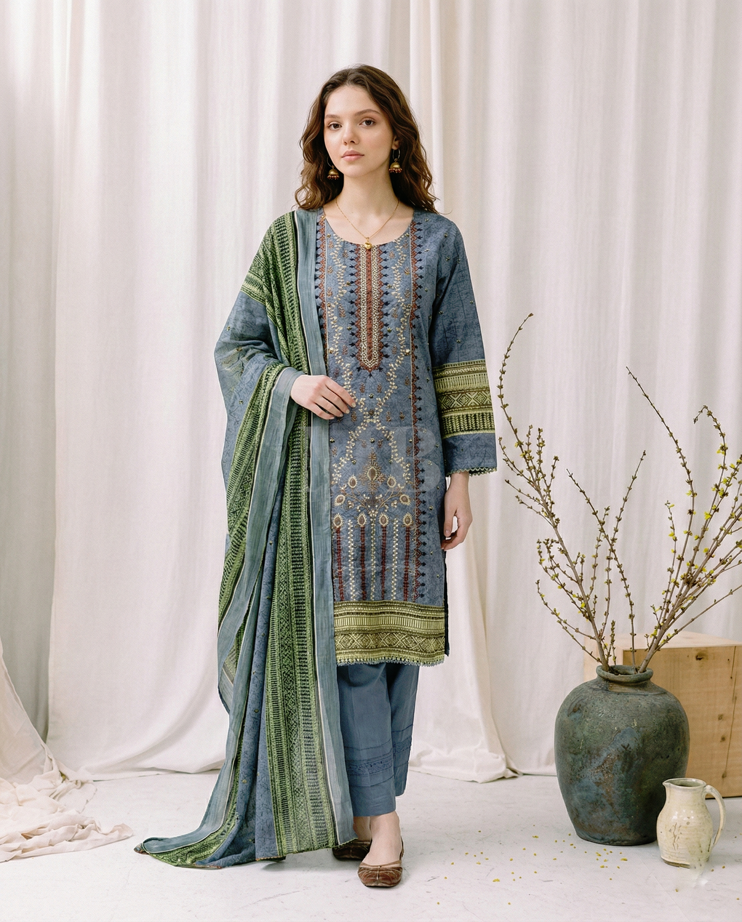 HM Lawn - Chiffon Dupatta 321 Grey