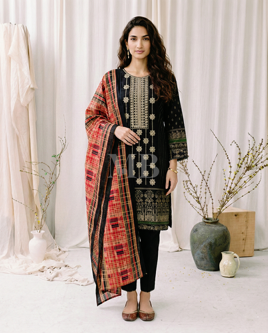 HM Lawn - Lawn Dupatta 223 Black