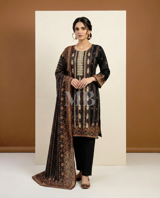 HM Lawn - Lawn Dupatta 231 Black
