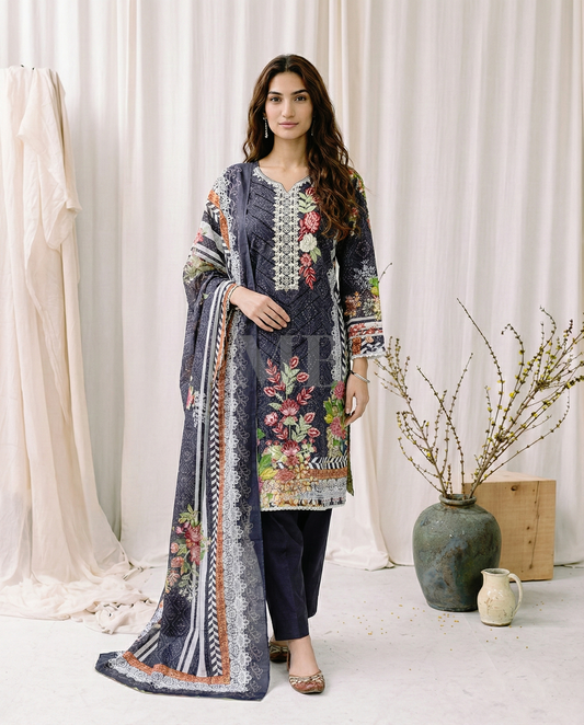 HM Lawn with Lawn Dupatta 193 Black