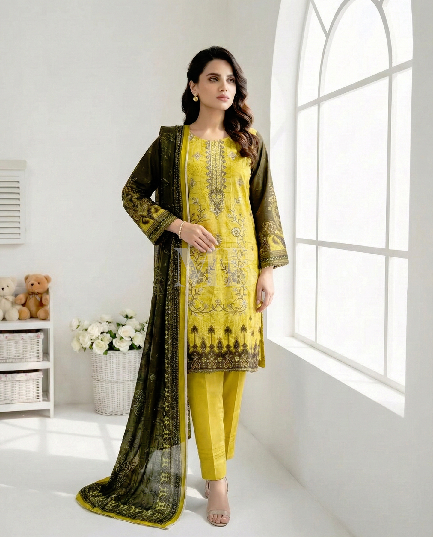 HM Linen - Linen Dupatta 368 Lemon