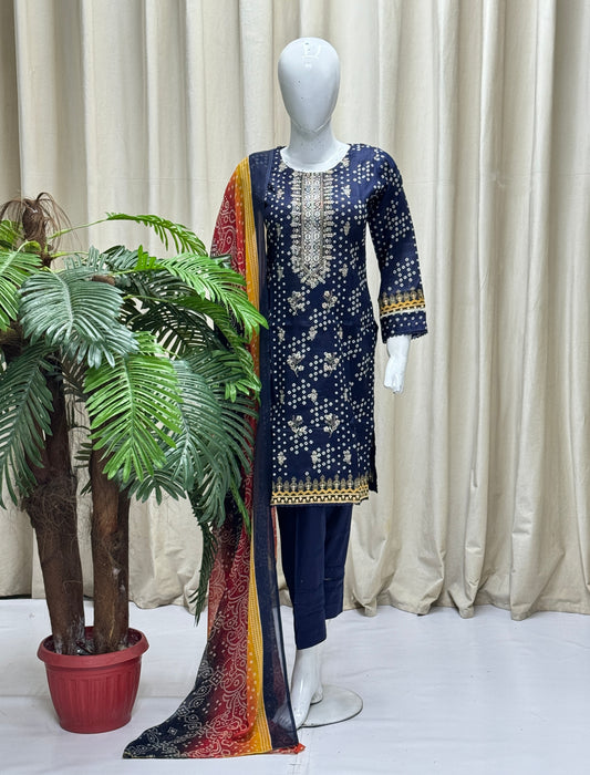 K&R Lawn - Chiffon Dupatta 280 Navy Blue