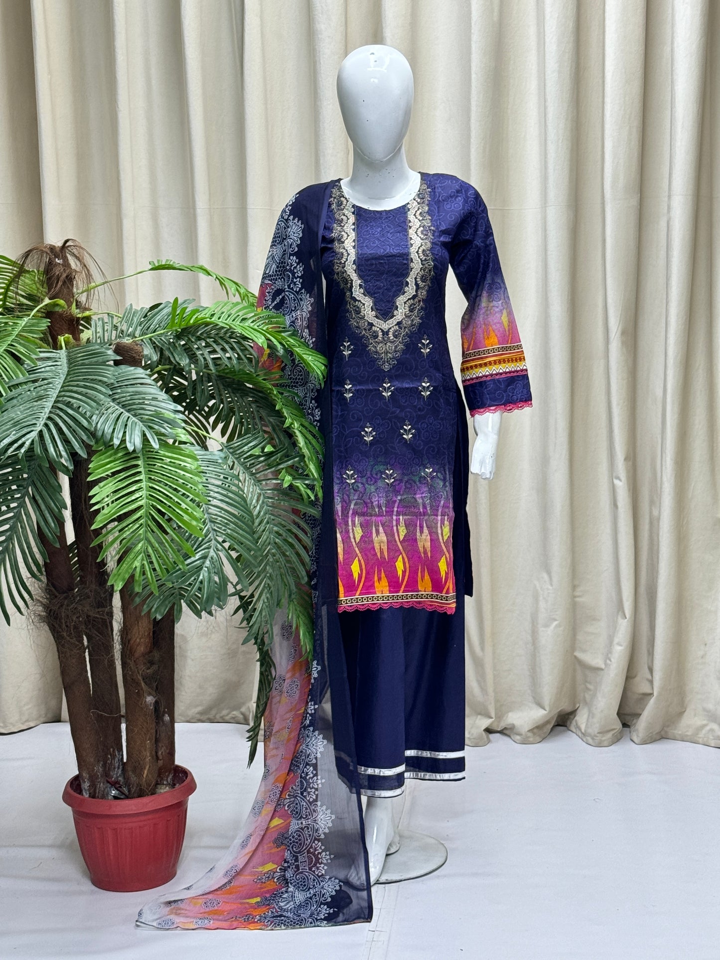 K&R Lawn - Chiffon Dupatta 287 Blue