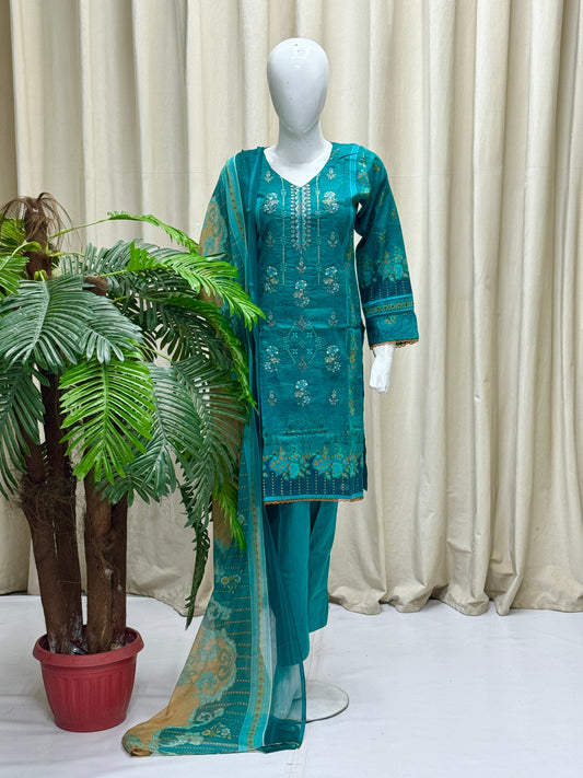 K&R Lawn - Chiffon Dupatta 288 Green