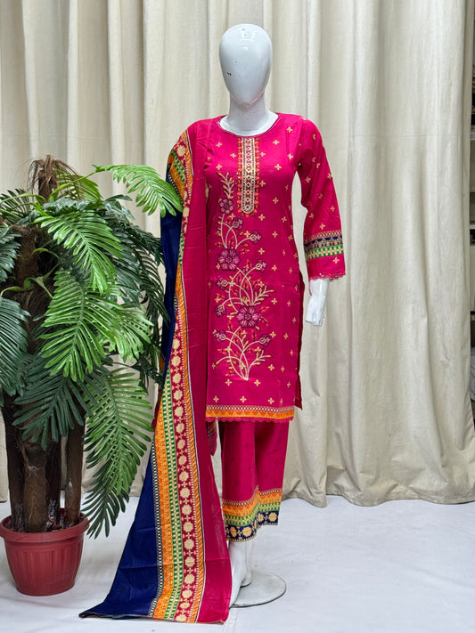 HM Lawn with Lawn Dupatta 186 Pink