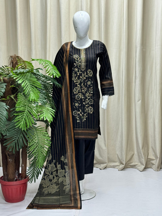 HM Lawn with Lawn Dupatta 191 Black