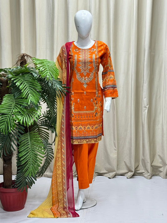 K&R Lawn - Chiffon Dupatta 285 Orange