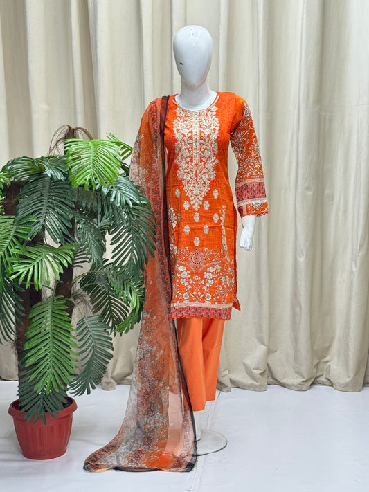 HM Lawn - Chiffon Dupatta 201 Orange