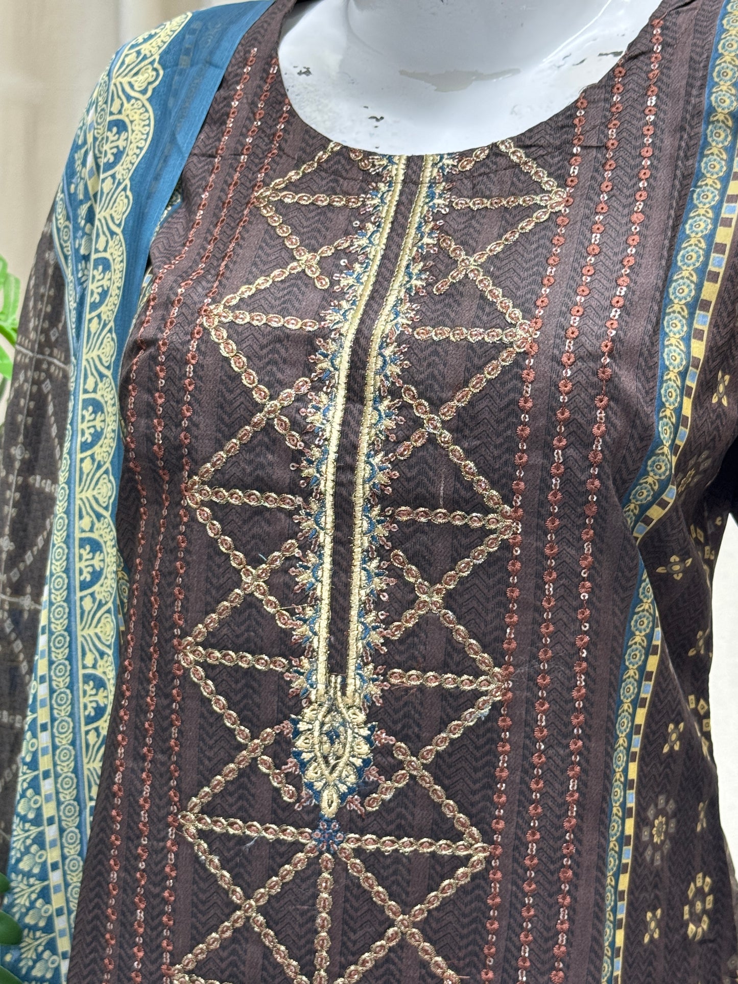 K&R Lawn - Chiffon Dupatta 246 Brown