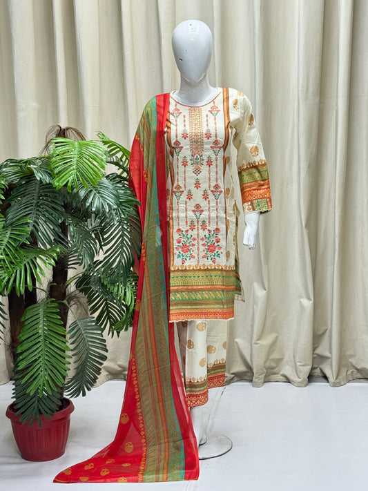 HM Lawn - Chiffon Dupatta 198 Cream