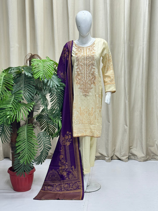 HM Lawn with Lawn Dupatta 192 Cream