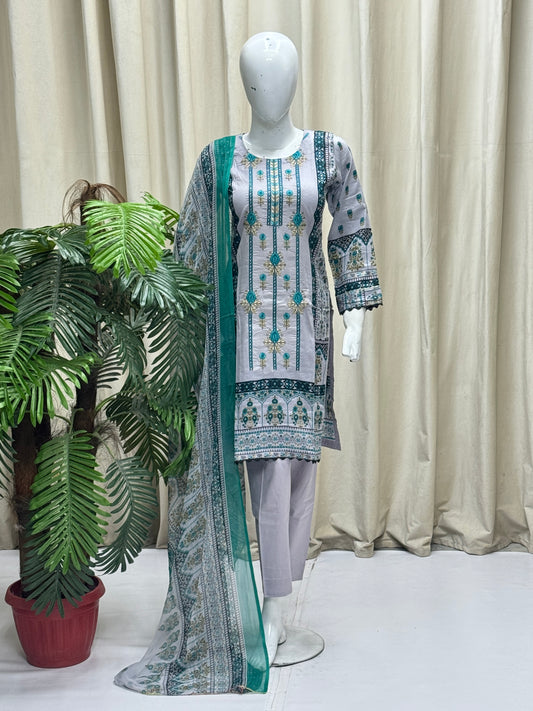 HM Lawn - Chiffon Dupatta 222 Grey