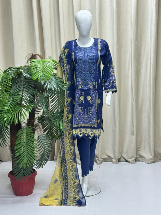 HM Lawn - Chiffon Dupatta 212 Navy Blue