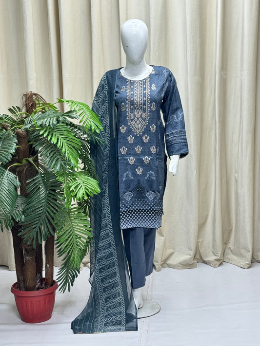 K&R Lawn - Chiffon Dupatta 243 Grey