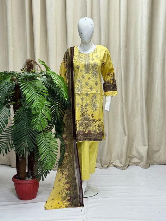 HM Lawn - Chiffon Dupatta 310 Lemon