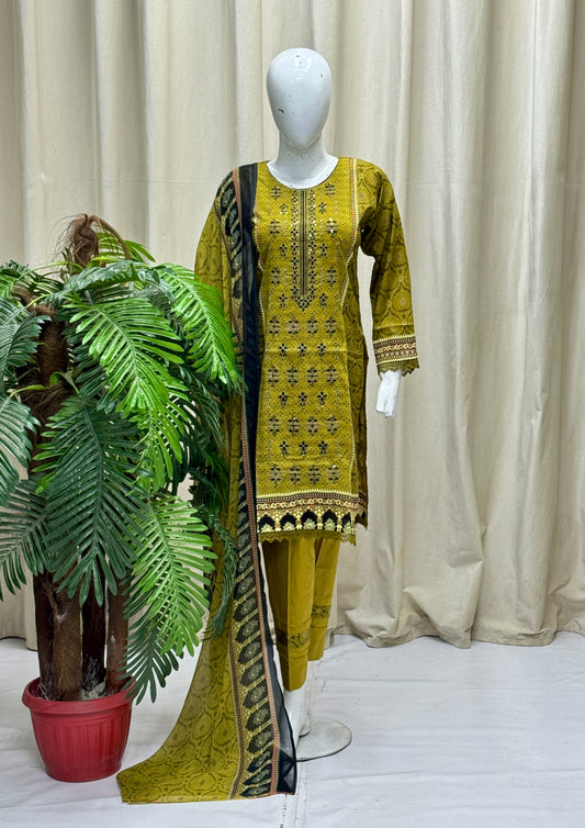 HM Lawn - Chiffon Dupatta 314 Mehndi