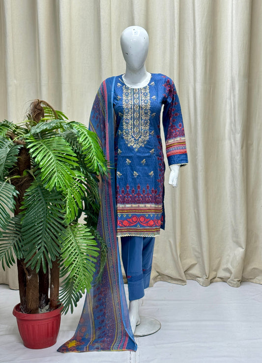 HM Lawn - Chiffon Dupatta 308 Blue