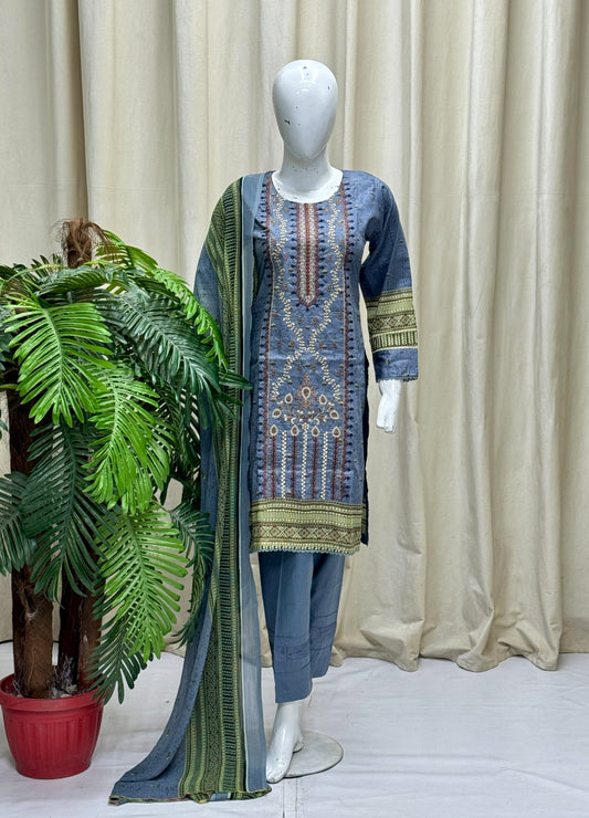 HM Lawn - Chiffon Dupatta 321 Grey