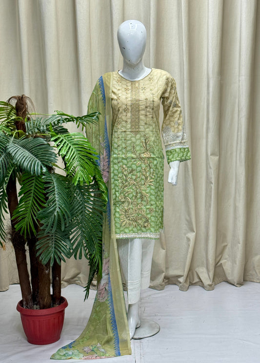 HM Lawn - Chiffon Dupatta 323 Skin Green